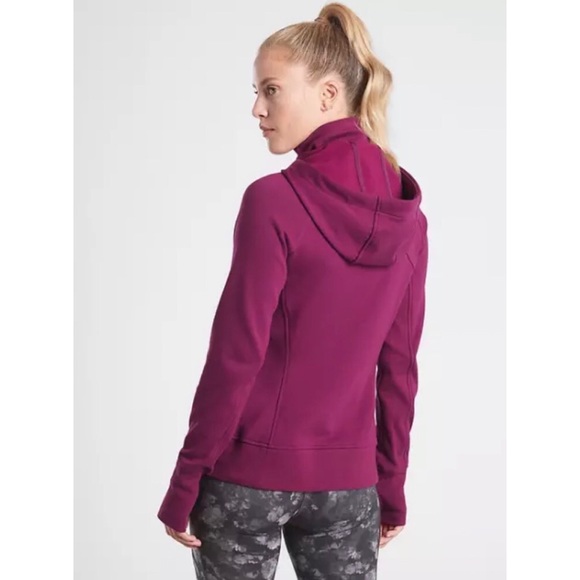 Athleta Triumph Hoodie Sweatshirt Jacket Velvet Plum Sz XS - Picture 2 of 12